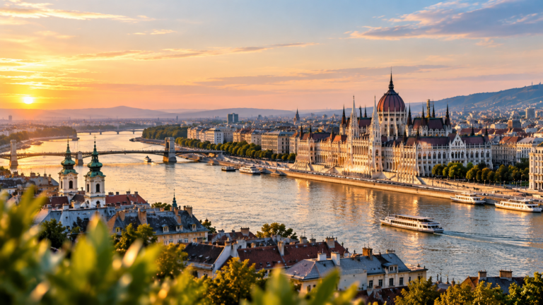 Historic and modern residential buildings in the Budapest property market