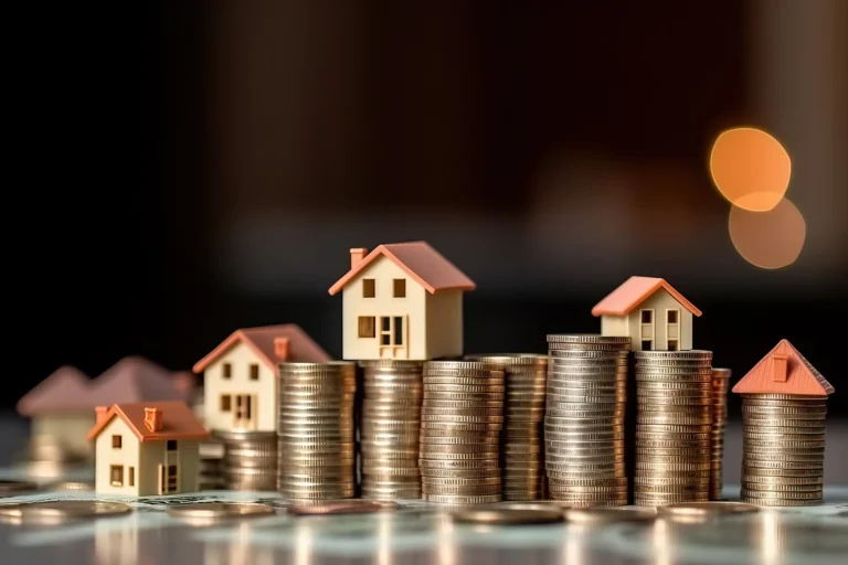 Rental Yield Explained: A Guide for Property Investors Miniature houses on coin stacks representing rental income and portfolio returns