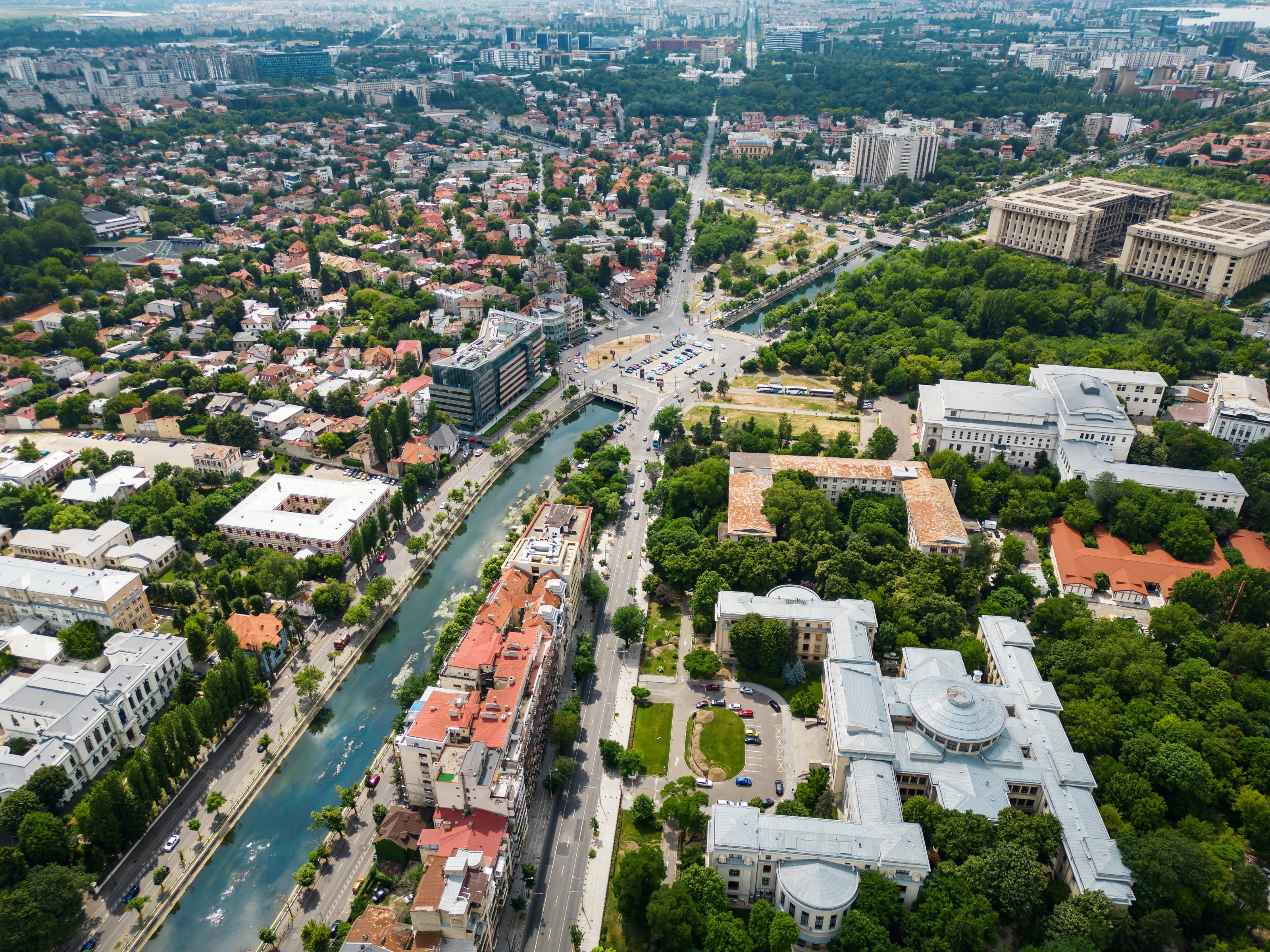 Aerial view of Bucharest residential districts