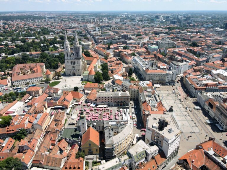 Zagreb Property in 2026: What Foreign Investors Should Know Aerial view of Zagreb city centre, including Zagreb Cathedral and Ban Jelačić Square